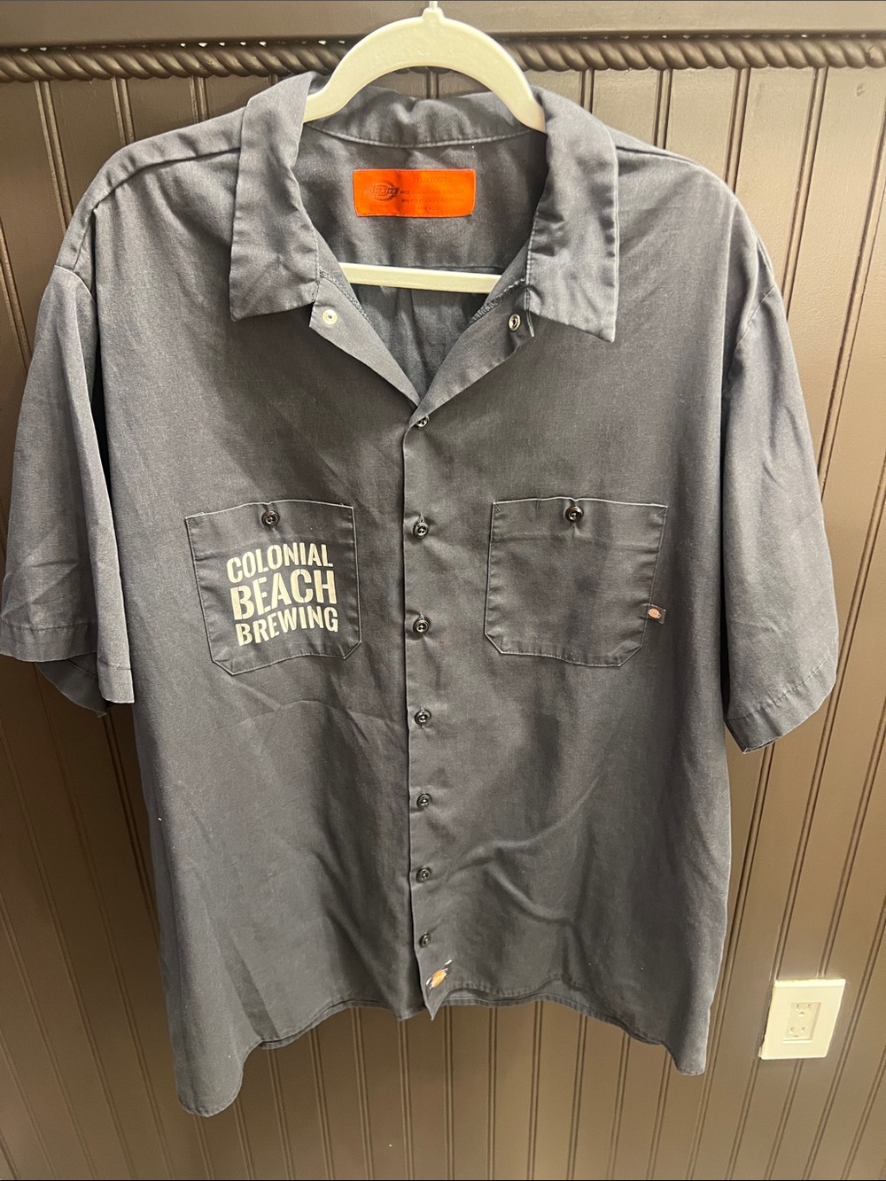 Y2K Dickies Men's Dark Gray Short-Sleeve Work Shirt- Colonial Beach Brewing